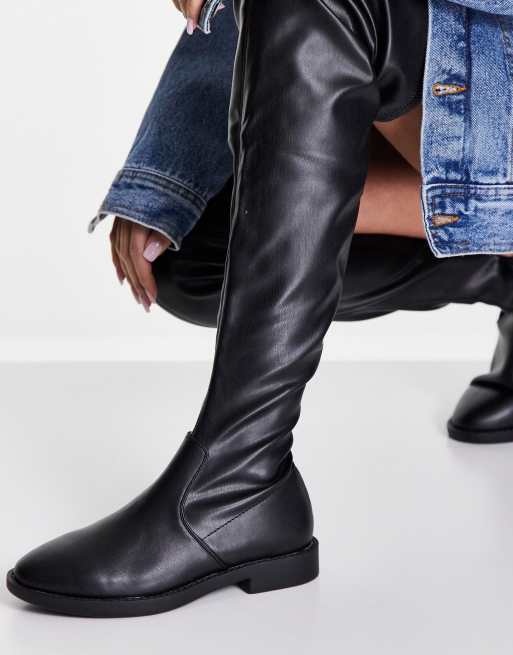 Wide fit knee outlet high boots new look