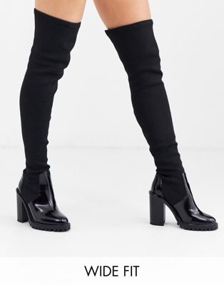 asos black thigh high boots
