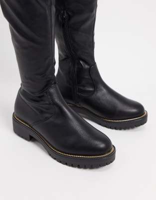 asos black flat boots