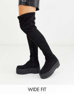 asos black thigh high boots