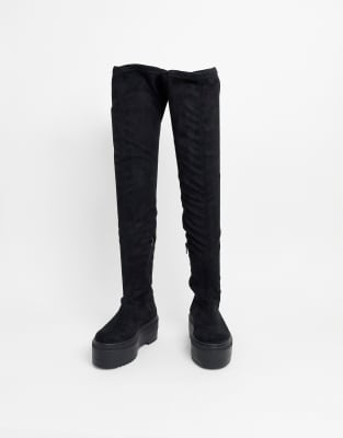 asos black thigh high boots