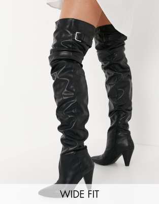 black slouchy thigh high boots