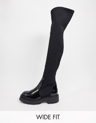 flat chunky over the knee boots
