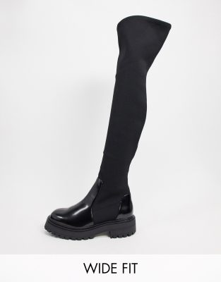 wide fit flat over the knee boots