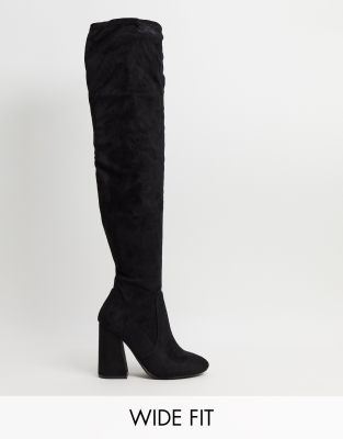 wide thigh high heel boots