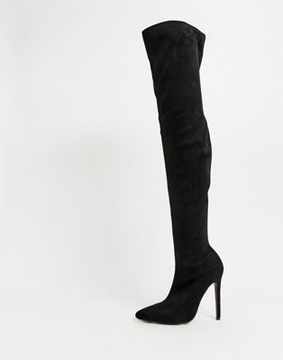 knee high stiletto black boots