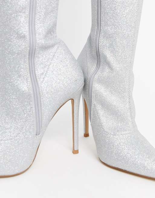 Silver sparkle thigh high on sale boots