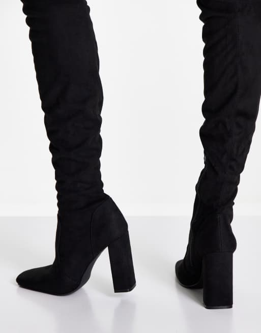 ASOS DESIGN Wide Fit Kenni block-heeled over the knee boots in