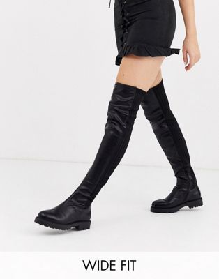 wide fit flat over the knee boots