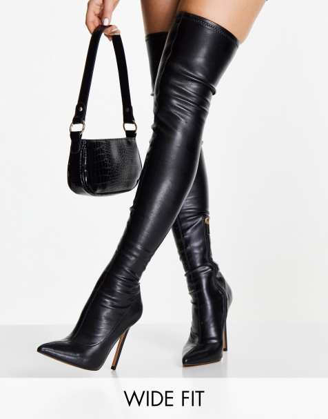 Wide leg thigh 2024 high boots uk