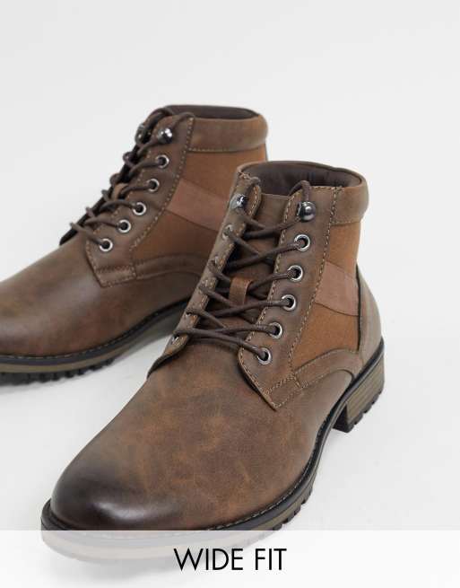 asos design alton leather lace up boots in black