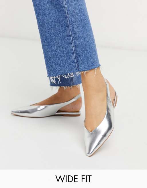 Silver slingbacks clearance