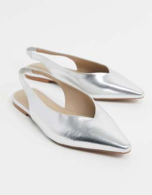 wide fit silver slingback shoes