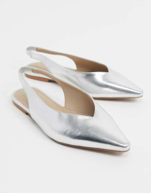 Silver flat slingback on sale shoes