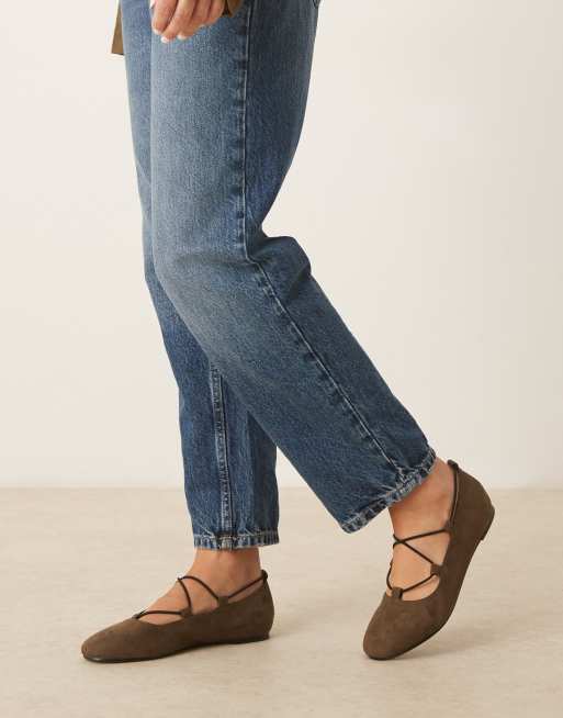 ASOS DESIGN Wide Fit - Lagos - Olivengrønne elastiske ballerinaer i imiteret ruskind, 2 af 4