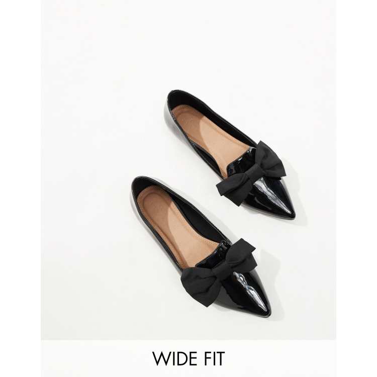 Black patent hot sale pointed flat shoes