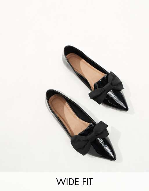 Wide fit black store flat shoes