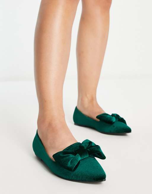 Green velvet ballet store flats