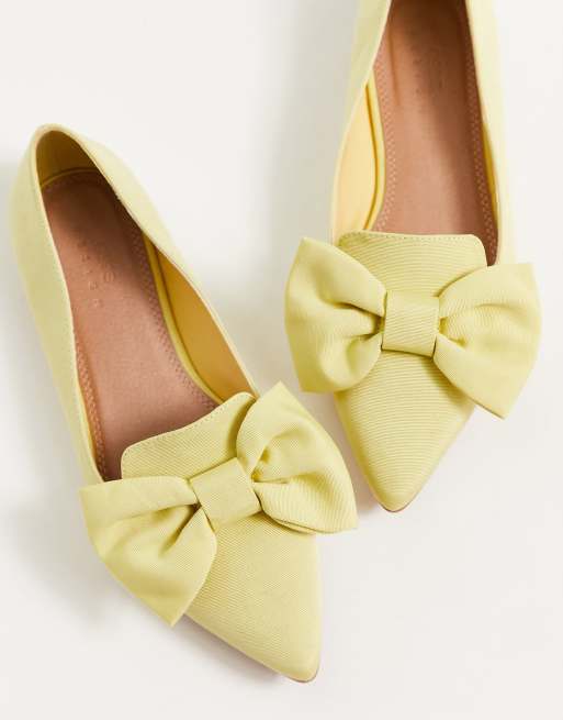 Yellow cheap bow flats