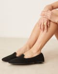 [ASOS DESIGN Wide Fit] ASOS DESIGN Wide Fit Lakeside ballet flats in black suedette 5 Black