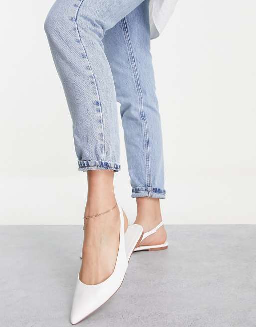 White pointed slingback sales flats