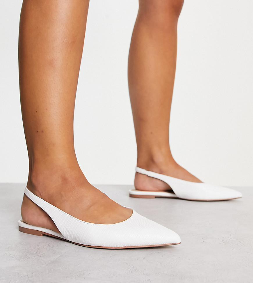 Asos Design Wide Fit Lala Pointed Slingback Flats In White
