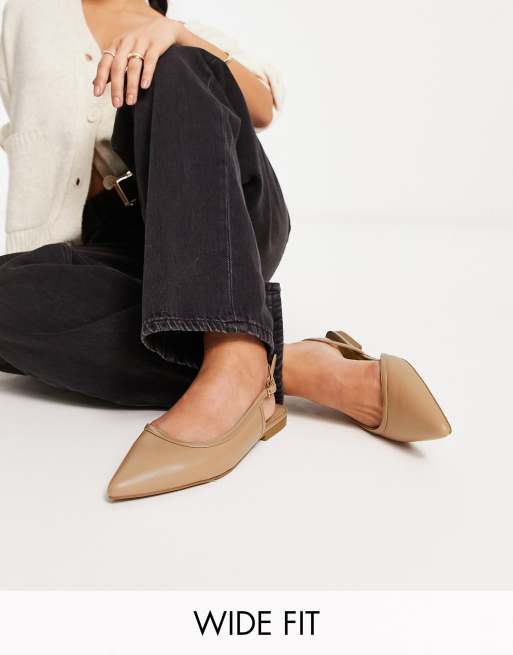 ASOS DESIGN Wide Fit - Lane - Beige slingback-ballerinaer 