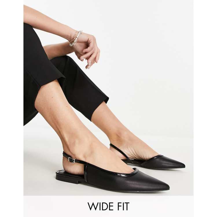 ASOS DESIGN Latte round toe sling back ballet flats in black