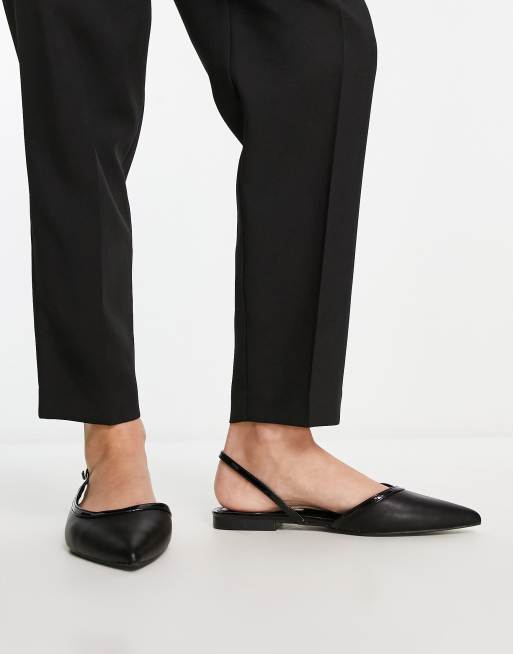 ASOS DESIGN Wide Fit Lane slingback ballet flats in black | ASOS