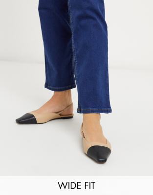 ASOS DESIGN Lively slingback ballet flats in black