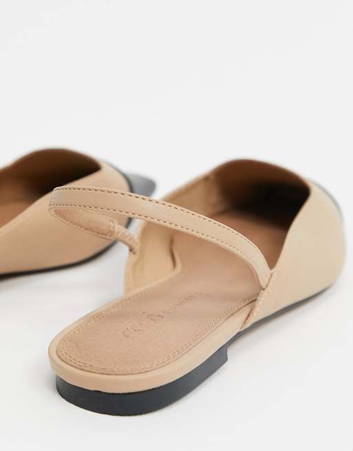 Open toe hot sale nude flats