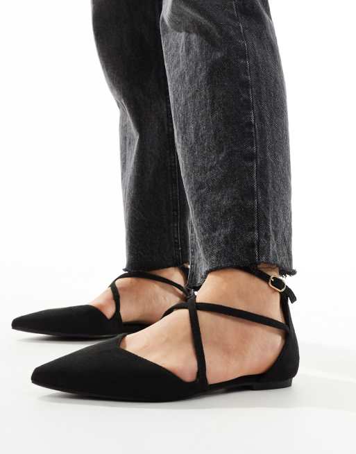 ASOS DESIGN Wide Fit – Larna – Czarne balerinki ze spiczastymi noskami, 4 z 4