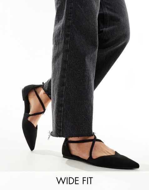 ASOS DESIGN Wide Fit – Larna – Spitze Ballerinas in Schwarz - view 1