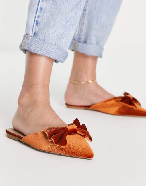 ASOS DESIGN Leeway padded twist flat mules in camel - ShopStyle