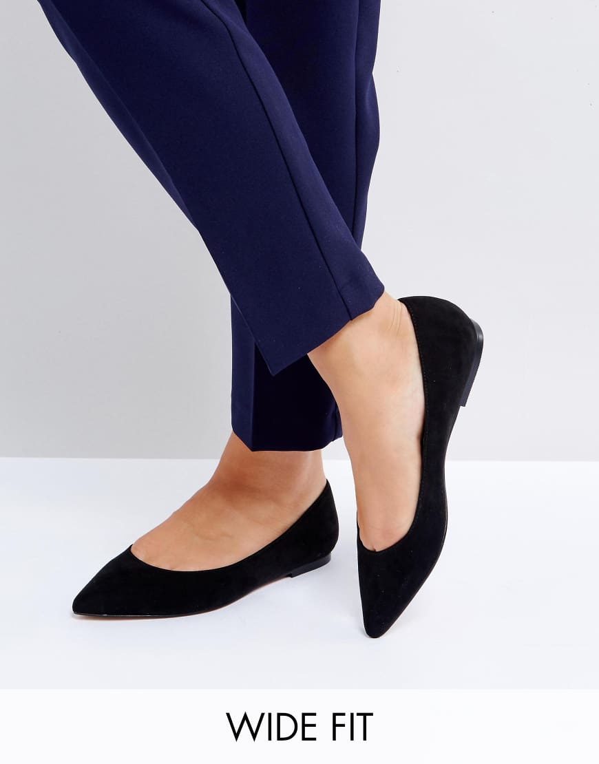 ASOS DESIGN Wide Fit Latch pointed ballet flats | ASOS