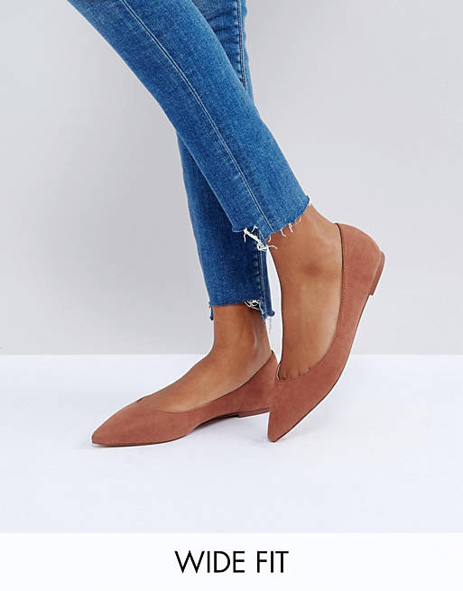 ASOS DESIGN Wide Fit Latch pointed ballet flats