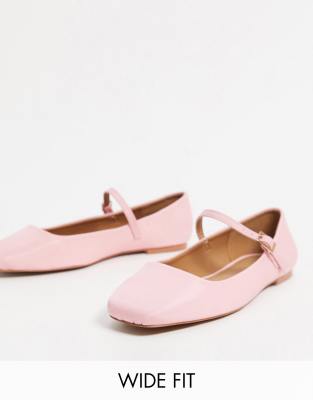 pink ballet flats with ankle strap