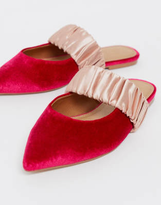 pink velvet mules