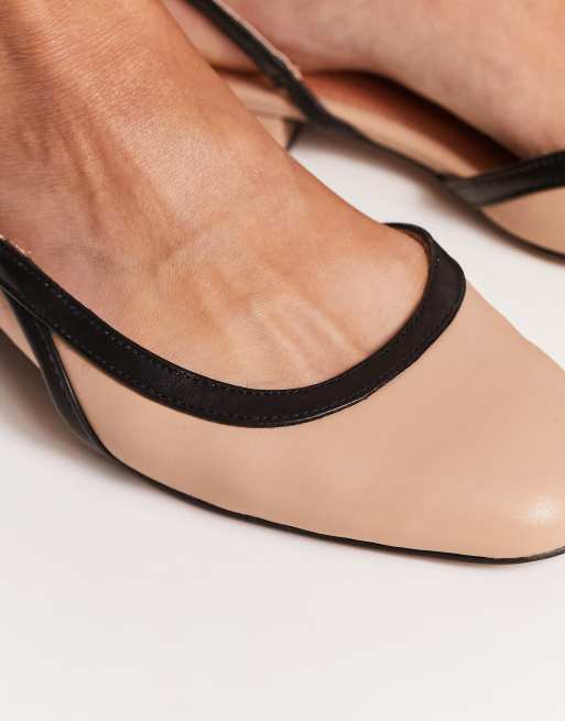 Round toe leather store flats