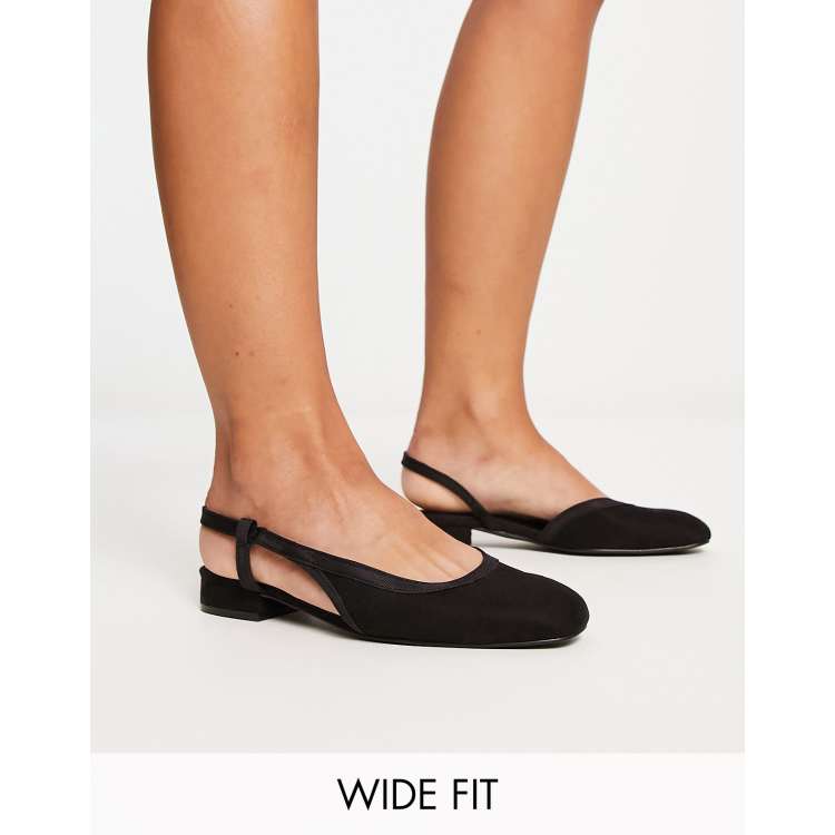 Black round cheap toe flats