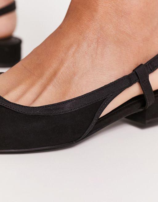 ASOS DESIGN Latte round toe sling back ballet flats in black
