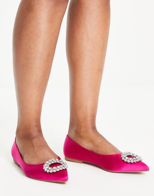 ASOS DESIGN Wide Fit Laura embellished pointed ballet flats in