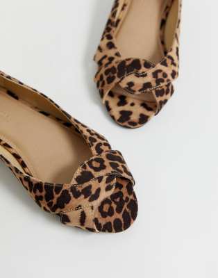 peep toe leopard flats