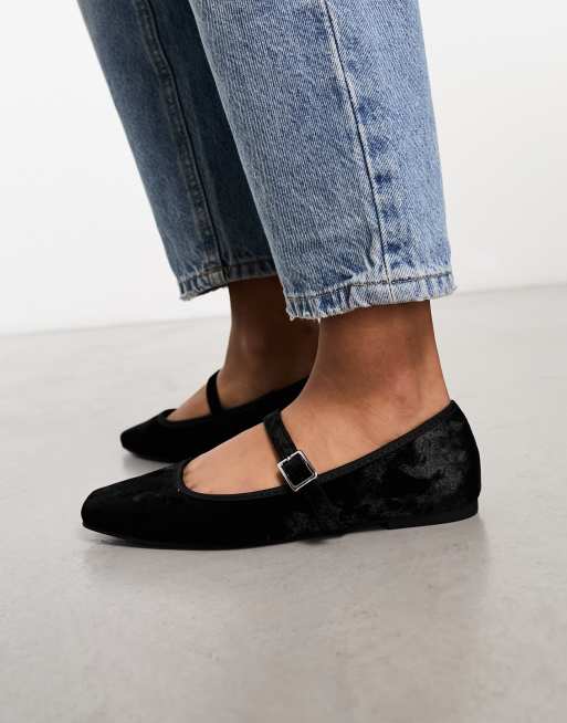 Black velvet cheap ballet flats