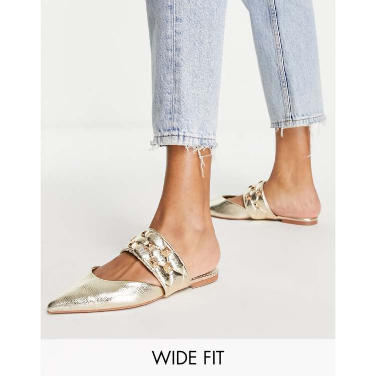 Metallic cheap gold mules