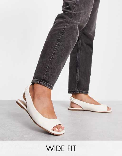 ASOS DESIGN Wide Fit Lemonade peep toe ballet flats in white ASOS