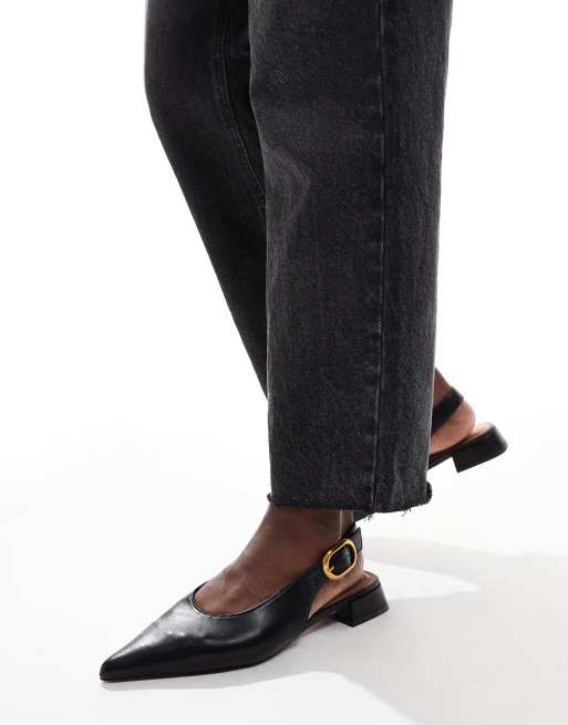 ASOS DESIGN Wide Fit Leonora slingback ballet flats in black