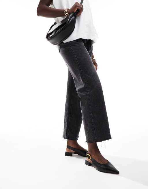 ASOS DESIGN Wide Fit Leonora slingback ballet flats in black