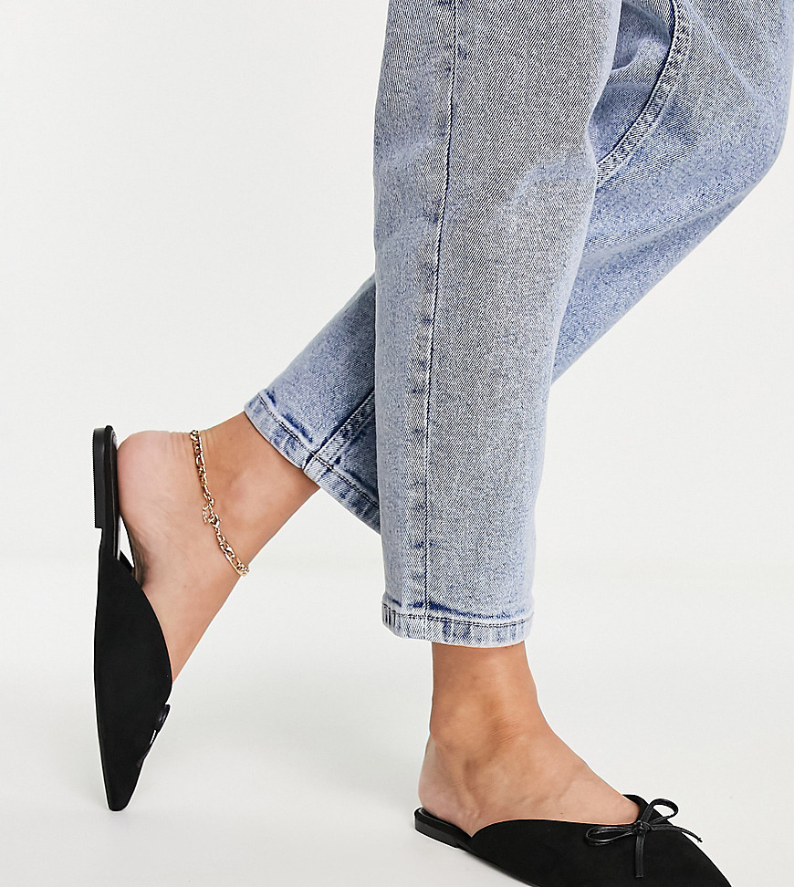 ASOS DESIGN Wide Fit Lewi pointed flat mules in black