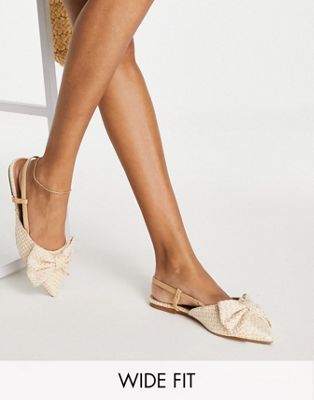  Wide Fit Lido bow ballet flats in natural